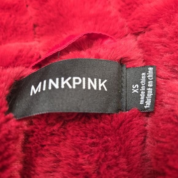 MINKPINK reddish pink (burgundy) soft, textured faux fur coat. XS - Picture 10 of 12